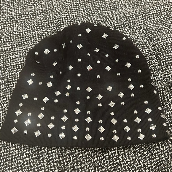 Studded Black Beanie - Picture 2 of 3